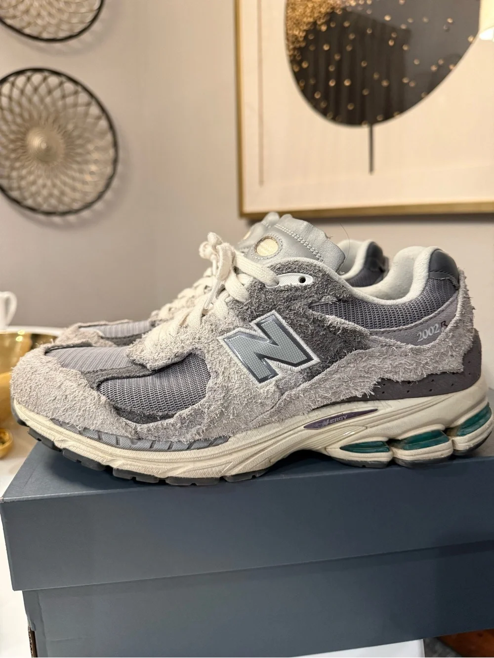 New Balance Grey Men's Distressed Retro Sneakers